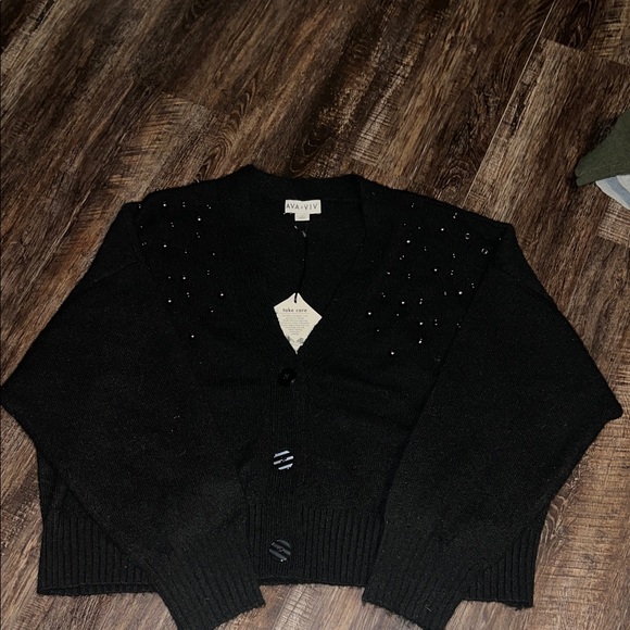 Ava & Viv Black Sequin Cardigan - Picture 2 of 4